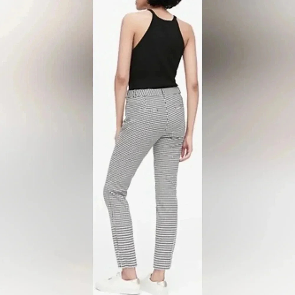 Banana Republic Sloan Pants Women's Sz. 6 Trouser Plaid Black White NWT